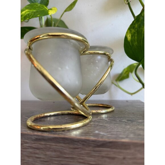 Partylite Frosted Glass Votive Holders with Gold Stands (Set of 2) - Picture 8 of 9